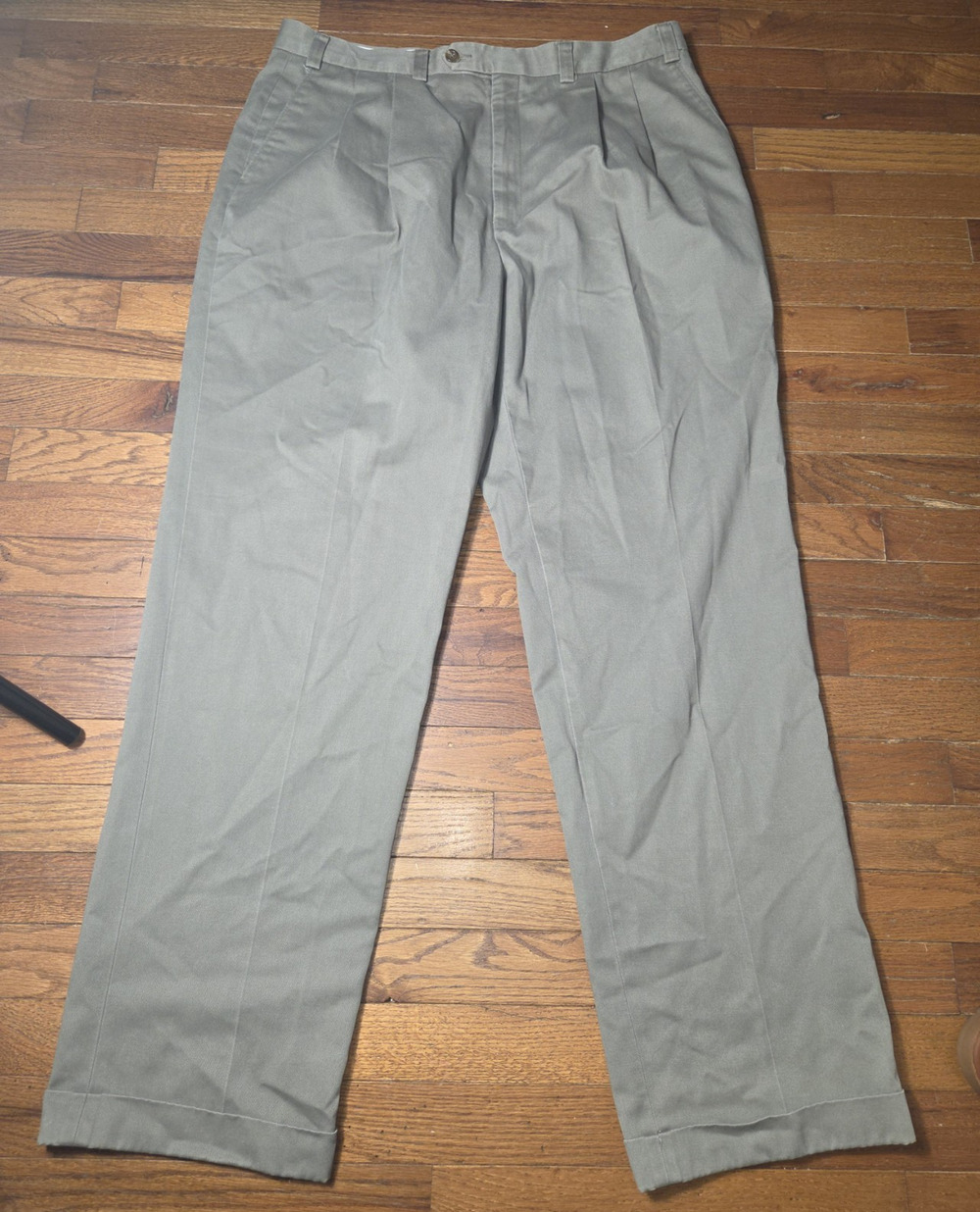 Lauren Ralph Lauren Mens Dress Pants 38x34 Gray Flat Front 100% Cotton Cuffed